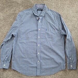 Nautica Men's Blue Plaid Long Sleeve Button Down Shirt XL